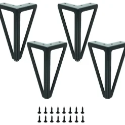 Soffbord>Set med 4 svarta metallbordsben - Utbytbara möbelben - för soffbord/TV/soffa/säng och andra möbelben - med skruvar.(15cm)