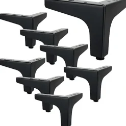 Soffor>Set med 8 svarta metalliska triangelsoffa möbelben, kraftiga moderna 4 tum