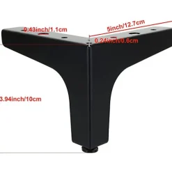 Soffor>Set med 8 svarta metalliska triangelsoffa möbelben, kraftiga moderna 4 tum