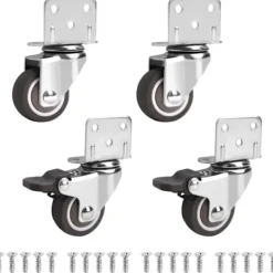 Småbord>Set med 4 svängbara hjul för möbler, inklusive 2 med 32 mm broms. Små möbelhjul - 360 graders rotation, 60 kg lastkapacitet, små svängbara hjul