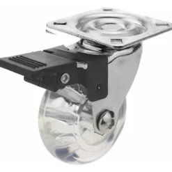 Balkongmöbler>Set med 4 svängbara hjul Industrihjul i polyuretan och transparent PVC med broms 75 mm