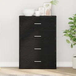 vidaXL Byråer>Sideboard med låda Svart Ek 60 x 31 x 84 cm Konstruerat trä