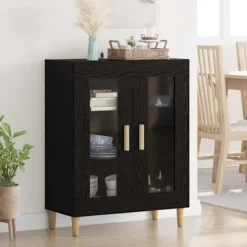 vidaXL Skåp>Sideboard Svart Ek 69,5 x 34 x 90 cm Konstruerat trä