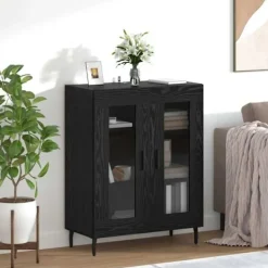 vidaXL Skåp>Sideboard Svart Ek 69,5 x 34 x 90 cm Konstruerat trä