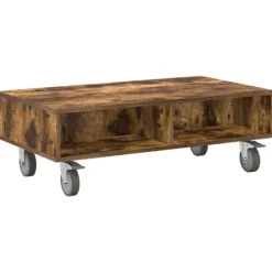 vidaXL Soffbord>Sido bord med hjul Rökt ek 90 x 50 x 30 cm Konstruerat trä