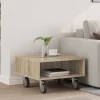 vidaXL Småbord>Sido bord med hjul Sonoma-ek 50 x 50 x 30 cm Konstruerat trä