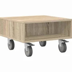vidaXL Småbord>Sido bord med hjul Sonoma-ek 50 x 50 x 30 cm Konstruerat trä
