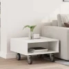 vidaXL Småbord>Sido bord med hjul Vit 50 x 50 x 30 cm Konstruerat trä