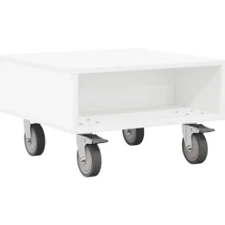 vidaXL Småbord>Sido bord med hjul Vit 50 x 50 x 30 cm Konstruerat trä