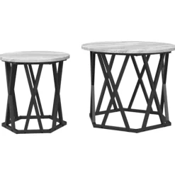vidaXL Småbord>Sidobord 2 pcs Grå Sonoma Konstruerat trä och stål
