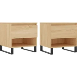 vidaXL Småbord>Sidobord 2 st sonoma-ek 50x46x50 cm konstruerat trä