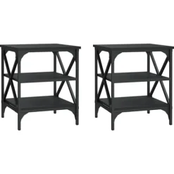vidaXL Småbord>Sidobord 2 st svart 40x42x50 cm konstruerat trä