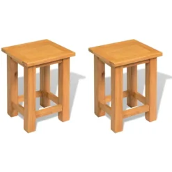 vidaXL Småbord>Sidobord 2 st 27x24x37 cm massiv ek