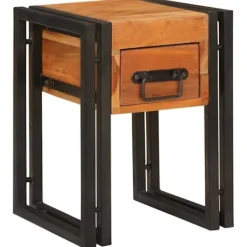 vidaXL Småbord>Sidobord Brun och svart 30 x 30 x 40 cm Massivt Akaciaträ