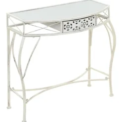 vidaXL Småbord>Sidobord fransk stil metall 82x39x76 cm vit