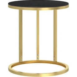 vidaXL Småbord>Sidobord guld och svart 45 cm härdat glas
