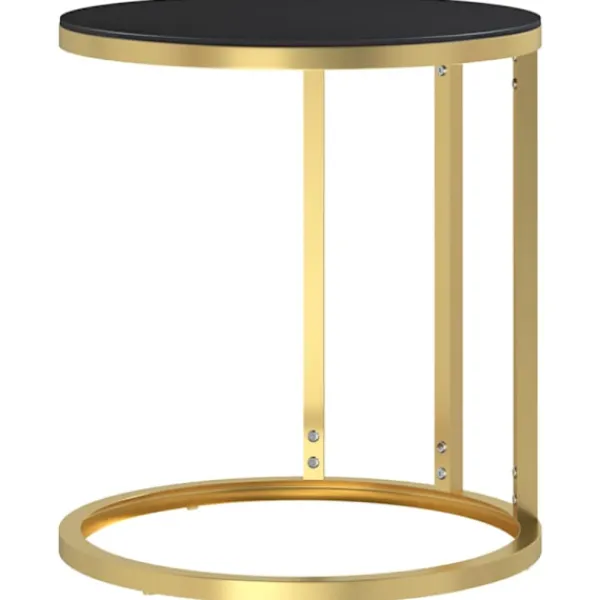 vidaXL Småbord>Sidobord guld och svart 45 cm härdat glas