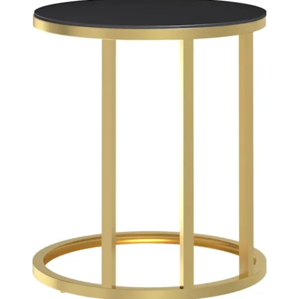 vidaXL Småbord>Sidobord guld och svart 45 cm härdat glas
