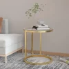 vidaXL Småbord>Sidobord guld och transparent 45 cm härdat glas