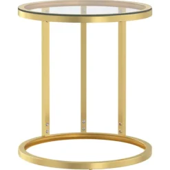 vidaXL Småbord>Sidobord guld och transparent 45 cm härdat glas
