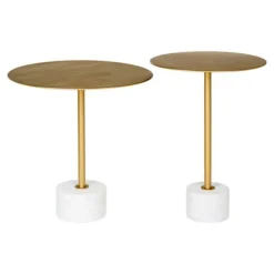 HOUSE NORDIC Småbord>Sidobord i mässing och marmor Ø 51 x 52 cm