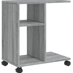 vidaXL Småbord>Sidobord med hjul grå sonoma 50x30x55 cm konstruerat trä