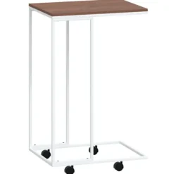 vidaXL Småbord>Sidobord med hjul vit 40x30x63,5 cm konstruerat trä
