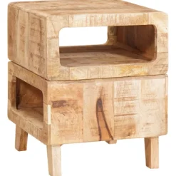 vidaXL Småbord>Sidobord med hylla Brun 40 x 40 x 49 cm Massivt mangoträ