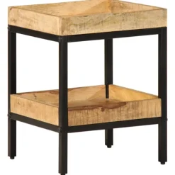 vidaXL Småbord>Sidobord med hylla Brun 35 x 35 x 45 cm Massivt mangoträ