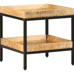 vidaXL Småbord>Sidobord med hylla Brun 45 x 45 x 45 cm Massivt mangoträ