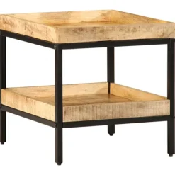 vidaXL Småbord>Sidobord med hylla Brun 45 x 45 x 45 cm Massivt mangoträ