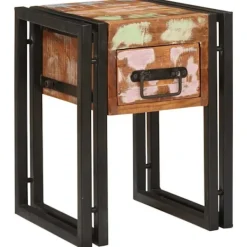 vidaXL Småbord>Sidobord med låda 30 x 30 x 40 cm Solid återvunnen trä
