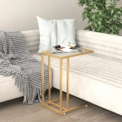 vidaXL Småbord>Sidobord till datorbord genomskinligt 50x35x65 cm härdat glas