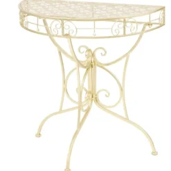 vidaXL Småbord>Sidobord vintage stil halvrunt metall 72x36x74 cm guld