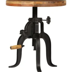 vidaXL Småbord>Sidobord 45x (45-62) cm massivt återvunnet trä och gjutjärn