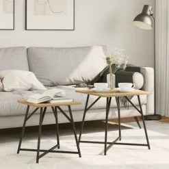 vidaXL Småbord>Sidobordsset 2 pcs Artisan Ek och Svart