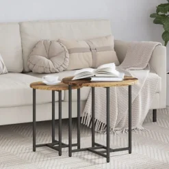 vidaXL Småbord>Sidobordsset 2 pcs Gammalt trä och svart