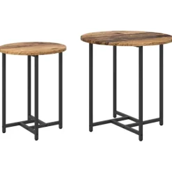 vidaXL Småbord>Sidobordsset 2 pcs Gammalt trä och svart