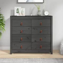 vidaXL Byråer>Sidoskåp grå 100x40x90 cm massiv furu