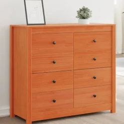 vidaXL Byråer>Sidoskåp vaxad brun 100x40x90 cm massiv furu