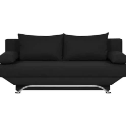 Soffor>3-sits konvertibel bänk med förvaringslåda - Svart tyg - L187 x D 91 x H 82 cm - TEIJO