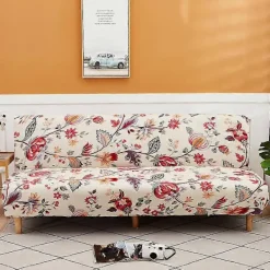 Soffor>3-sits Sofföverdrag Stretch Ärmlös Sofföverdrag Elastiskt Fällbart Bäddsofföverdrag 190*210cm