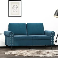 vidaXL Soffor>2-sitssoffa blå 120 cm sammet