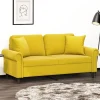 vidaXL Soffor>2-sitssoffa med prydnadskuddar gul 140 cm sammet
