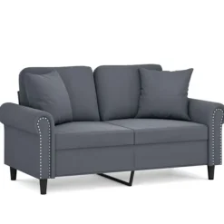vidaXL Soffor>2-sitssoffa med prydnadskuddar mörkgrå 120 cm sammet