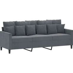 vidaXL Soffor>3-sitssoffa mörkgrå 180 cm sammet