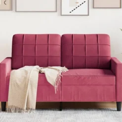 vidaXL Soffor>2-sitssoffa vinröd 120 cm sammet