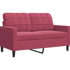 vidaXL Soffor>2-sitssoffa vinröd 120 cm sammet
