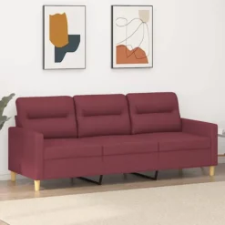 vidaXL Soffor>3-sitssoffa vinröd 180 cm tyg
