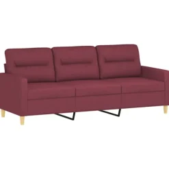 vidaXL Soffor>3-sitssoffa vinröd 180 cm tyg